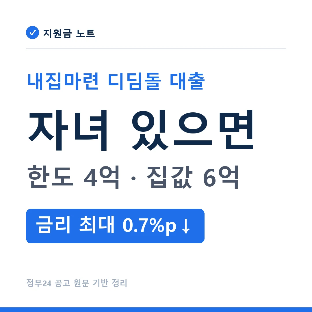 디딤돌 대출 자녀 있으면 달라지는 3가지|한도 4억·집값 6억·금리 우대