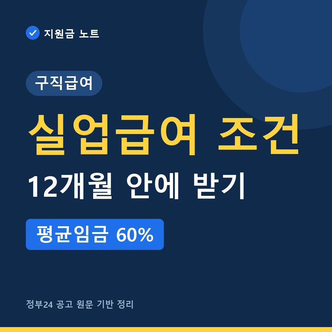 구직급여(실업급여) 조건｜12개월 안에 다 받아야 하니 신청은 바로